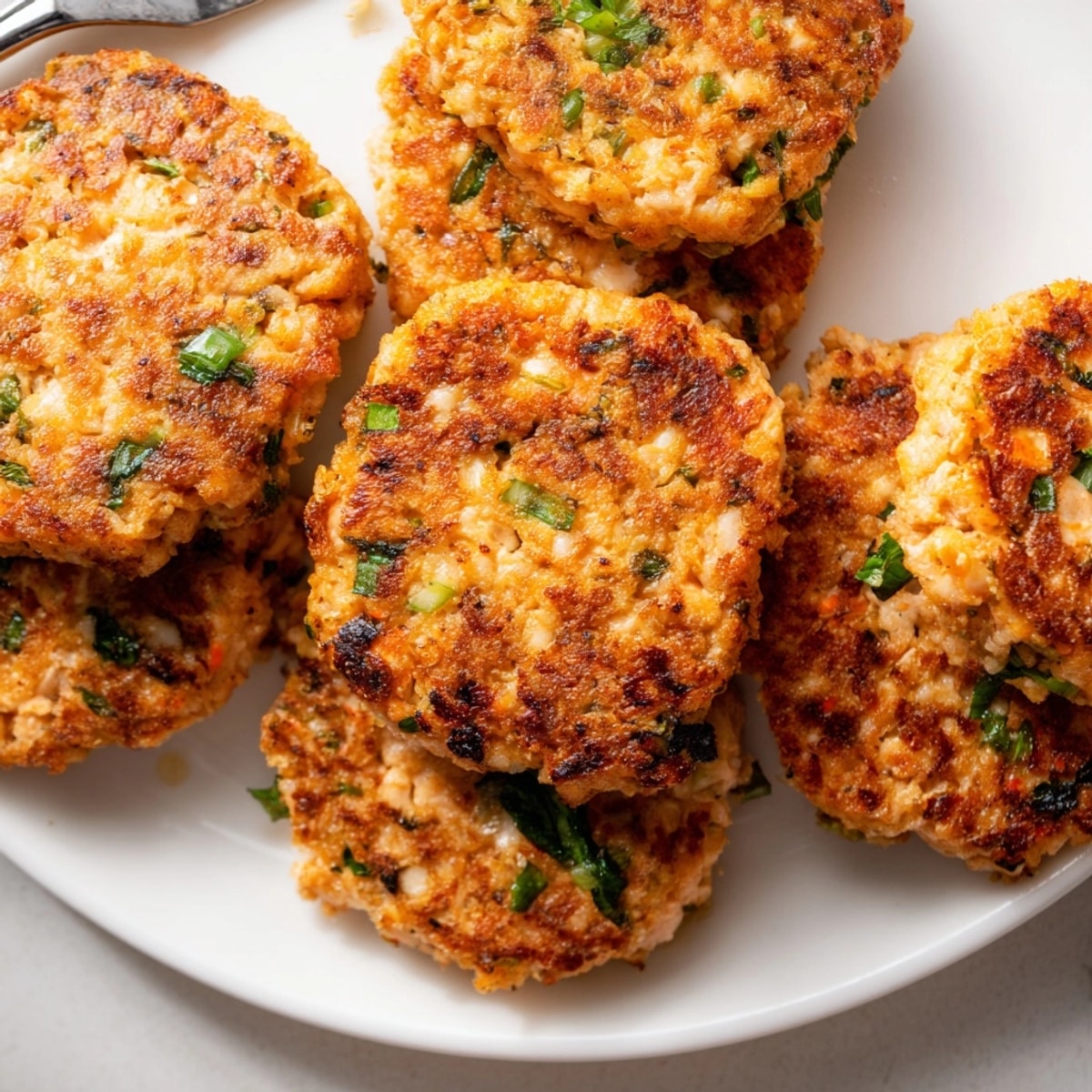 Golden Garlic Ginger Salmon Patties sizzling in a pan, ready for a flavorful meal.