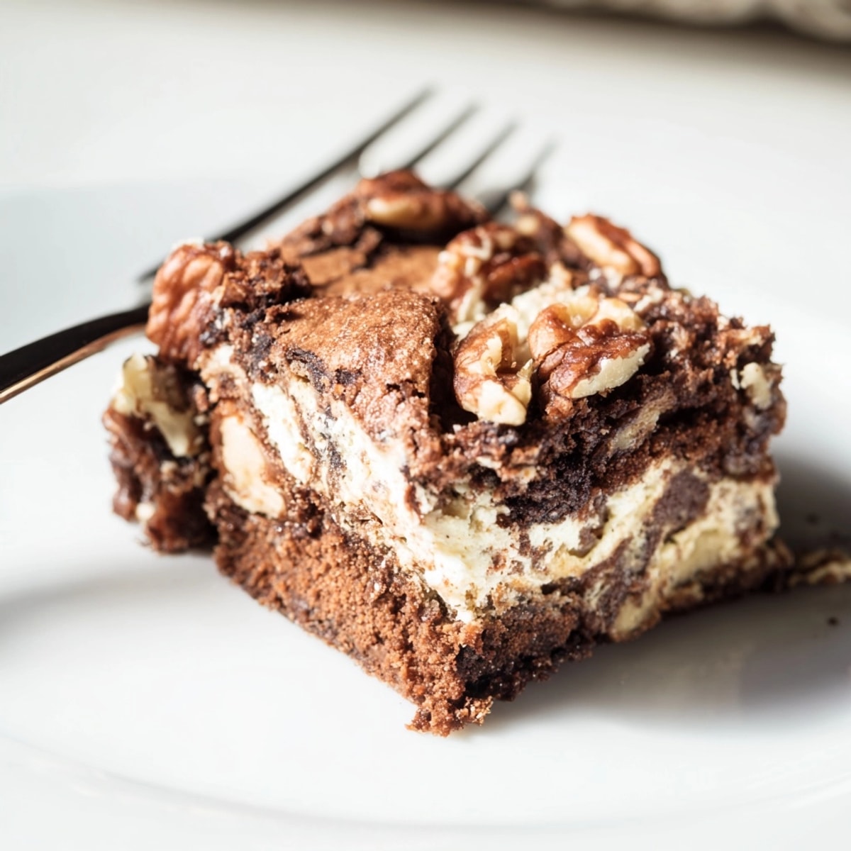 Golden-brown Cinnamon Nut Ricotta Brownies, nutty aroma filling the frame, perfect for dessert.