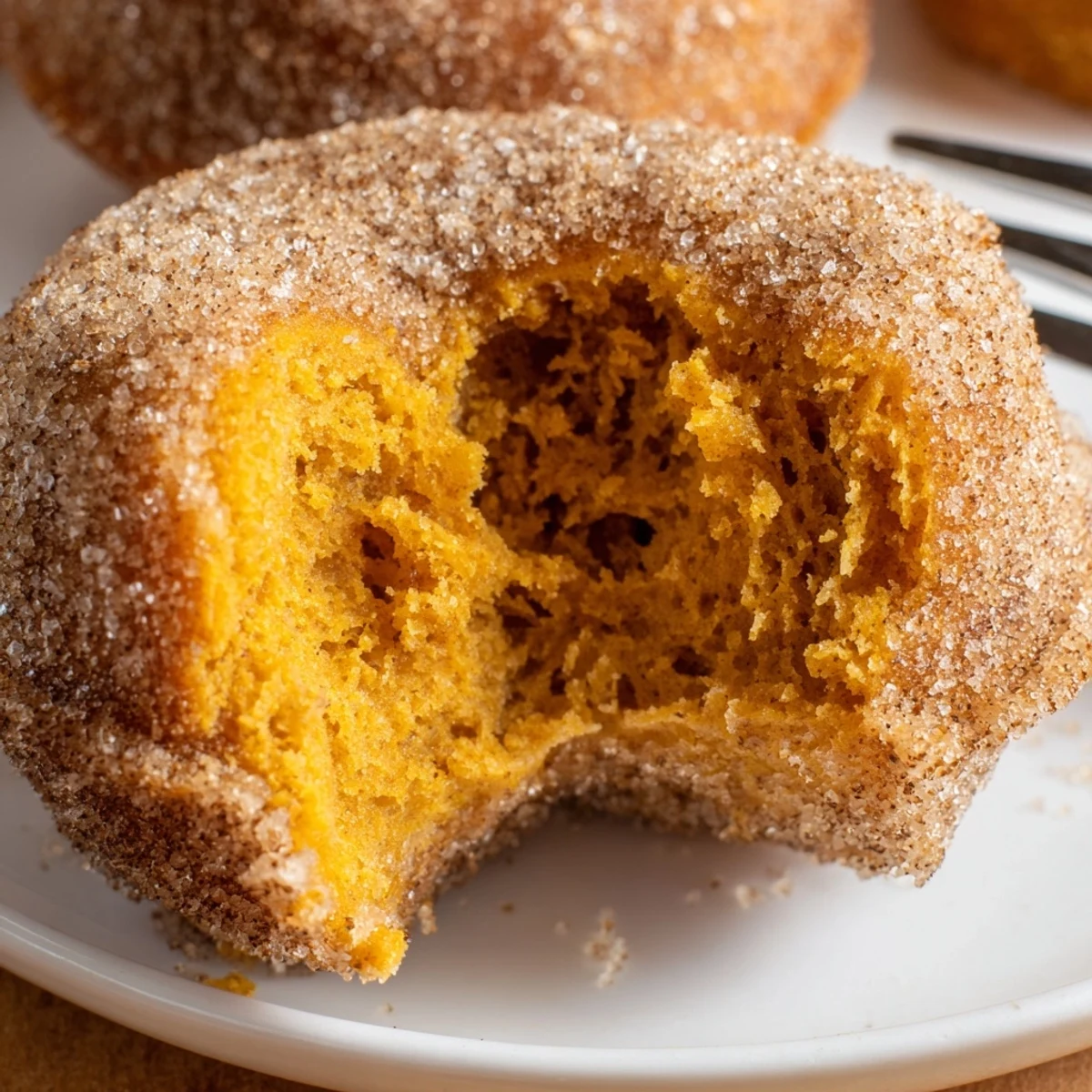 Deliciously baked gingerbread pumpkin muffin donuts topped with melted butter and spices.  