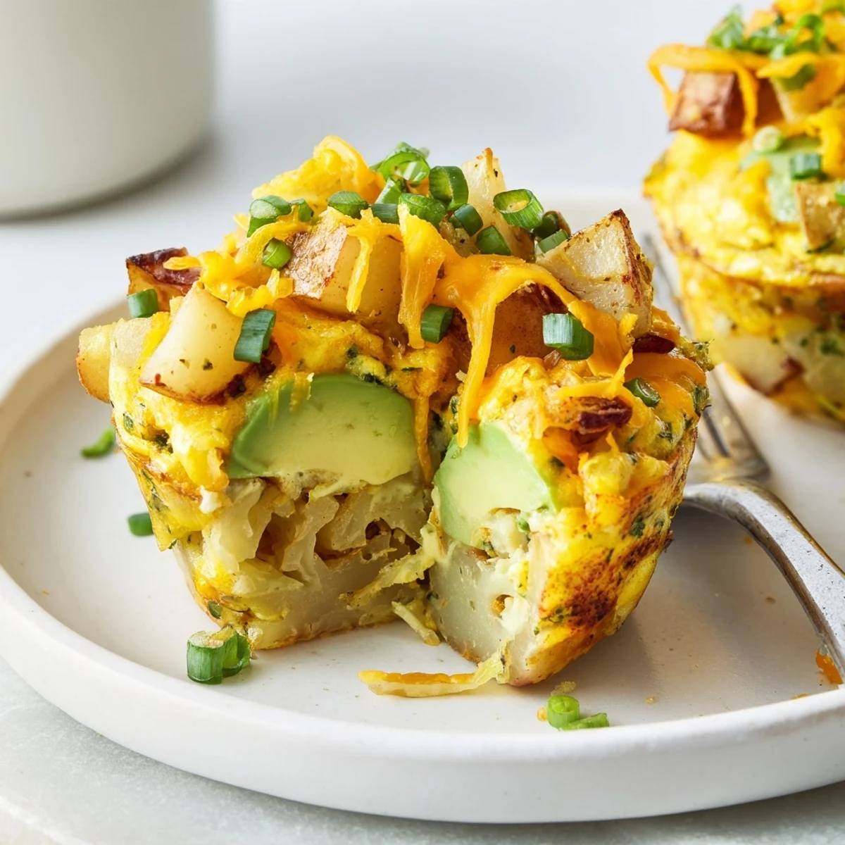 Savory Avocado Ranch Potato Egg Muffins baked until golden and fluffy.  
