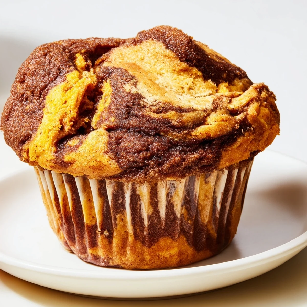 Moist gingerbread pumpkin muffin swirls topped with creamy frosting for autumn delight.  