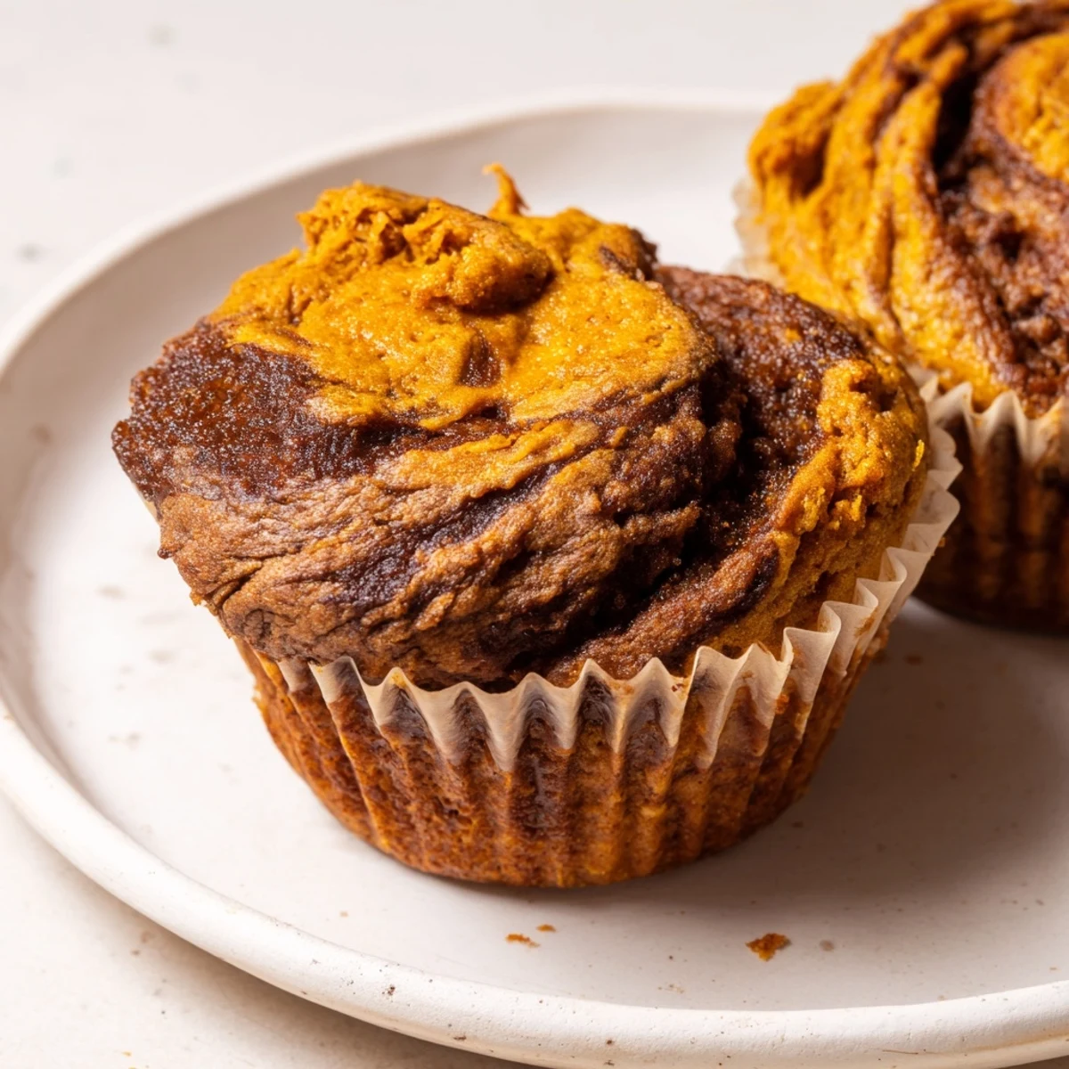 Festive gingerbread pumpkin muffin swirls with warm spices, ideal for sweet autumn mornings.