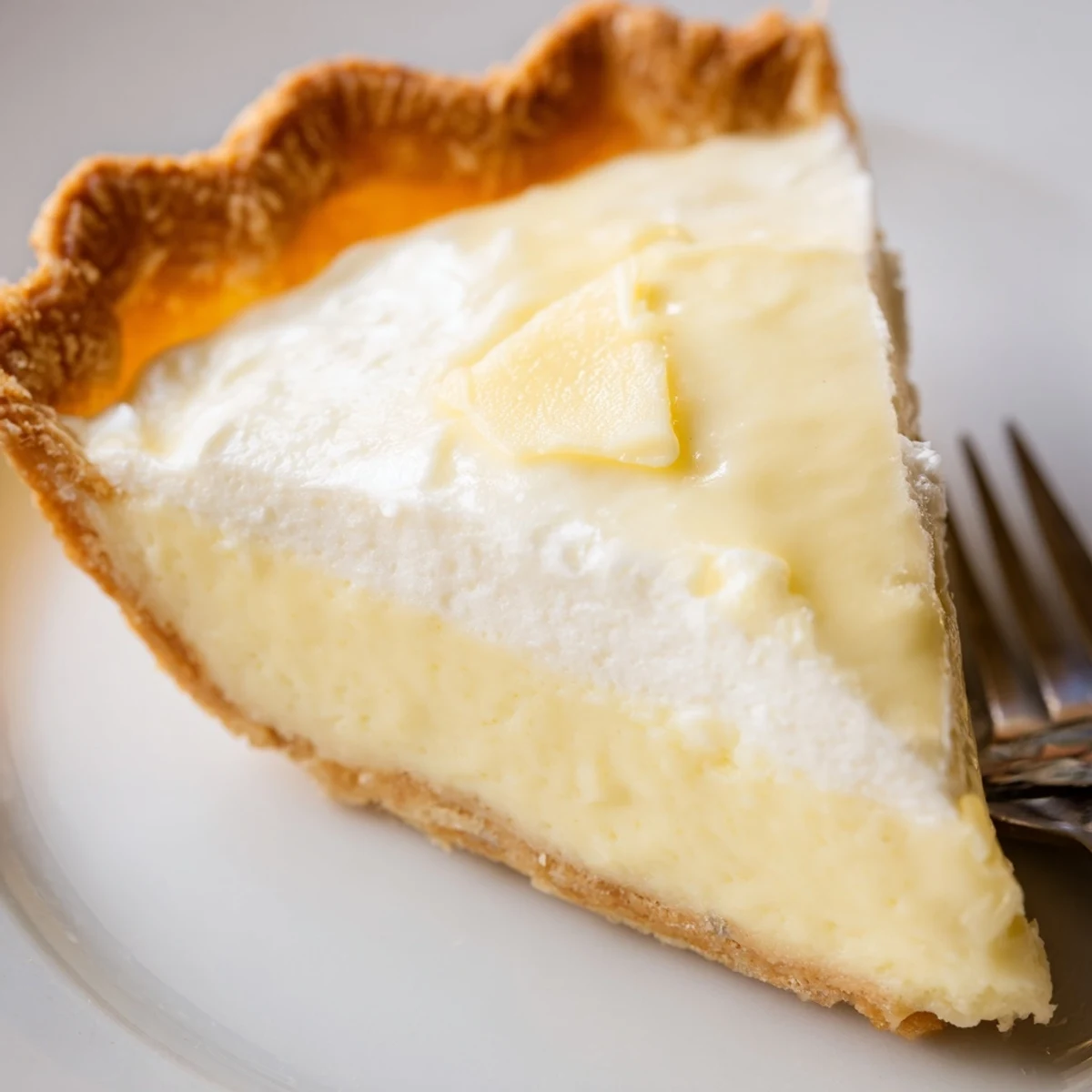 Creamy water pie, a nostalgic dessert with a golden, flaky crust.  