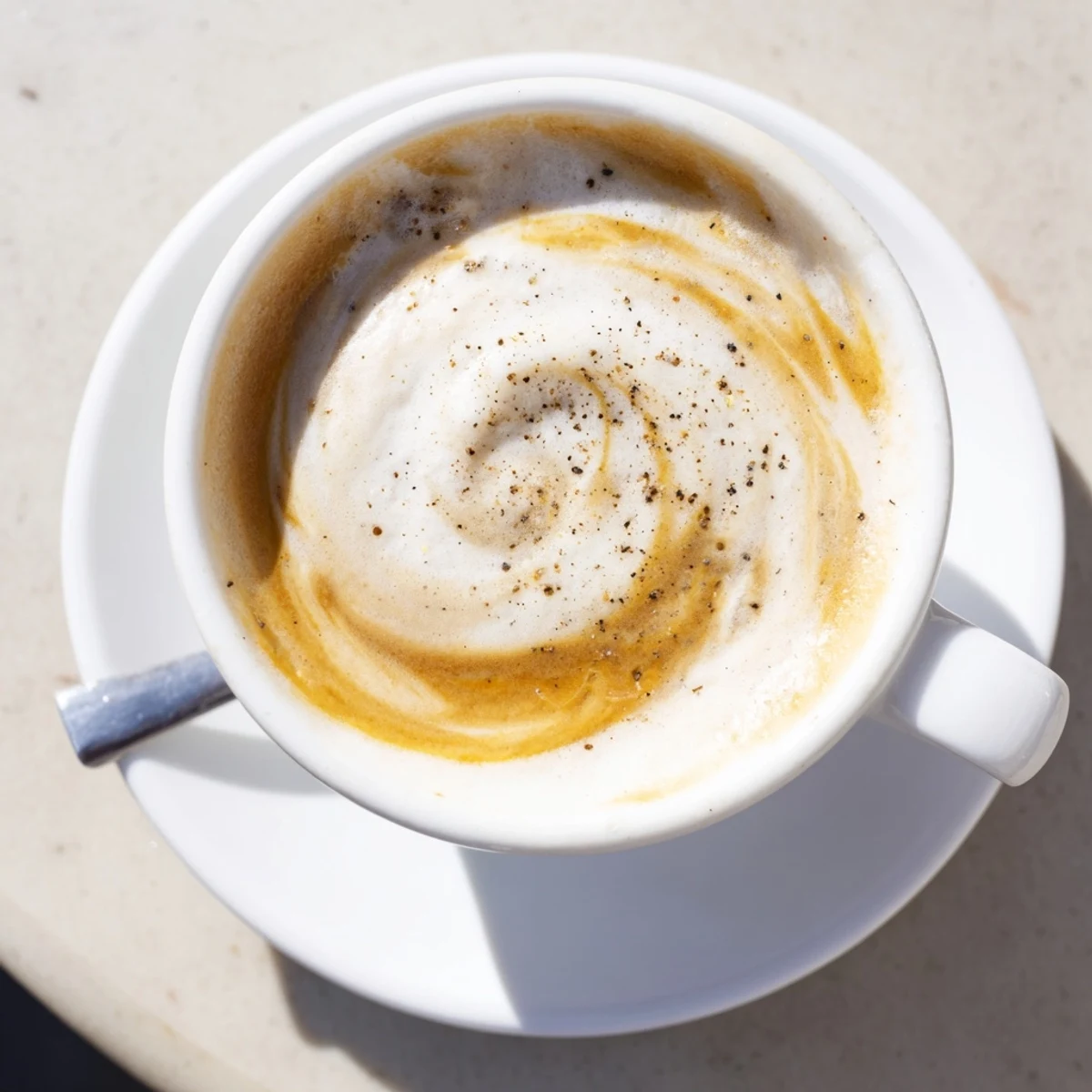 Savory Onion Latte combines rich espresso and sweet caramelized onions for a unique drink.  