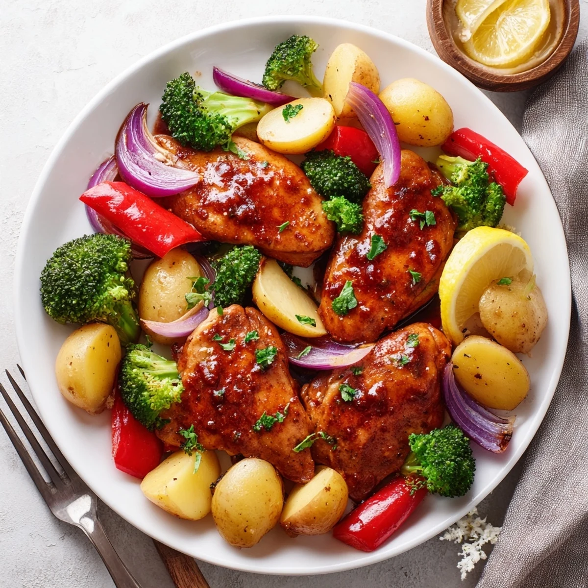 Lazy Gourmet Chicken & Vegetable One-Pot dish simmering with vibrant veggies and juicy chicken.  