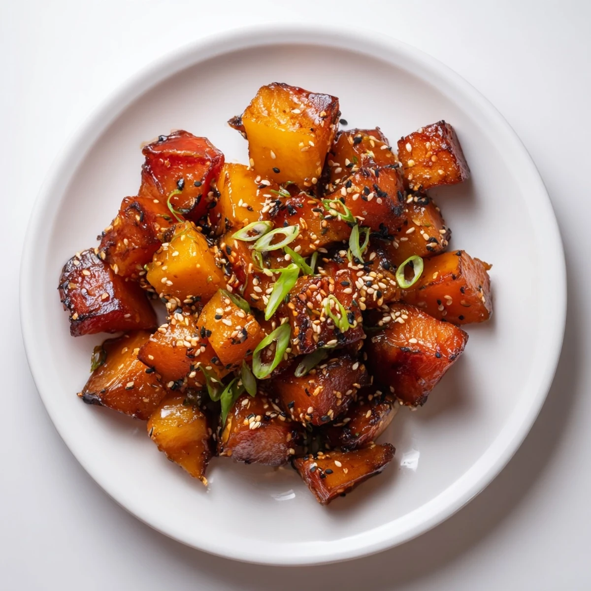 Golden-brown Miso Roasted Winter Vegetables, tender and savory after roasting with a flavorful glaze.