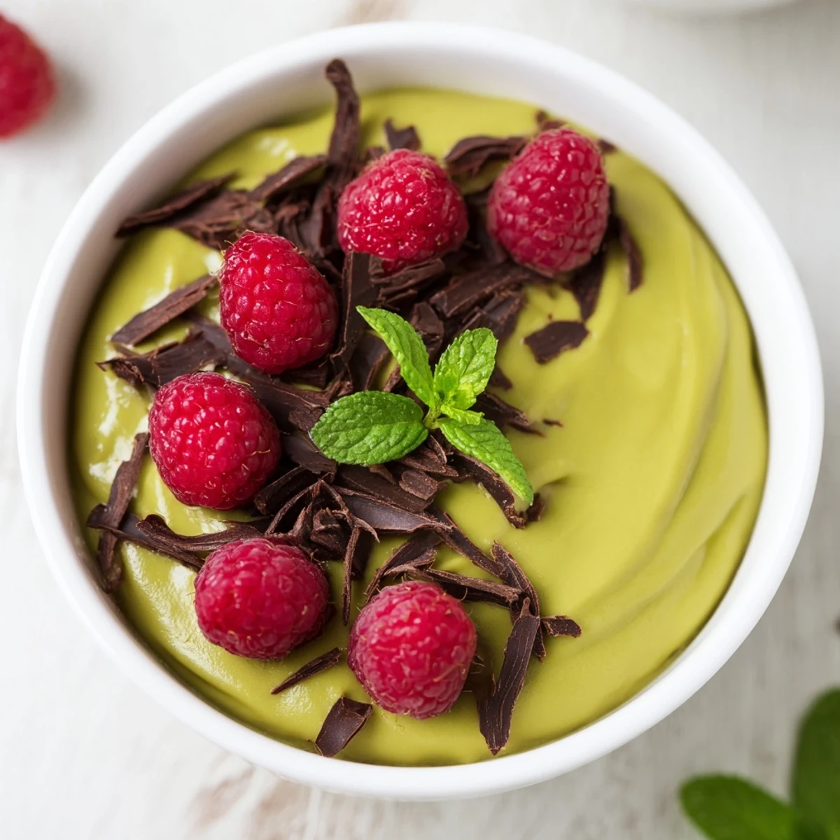 Avocado Chocolate Mousse Raspberries