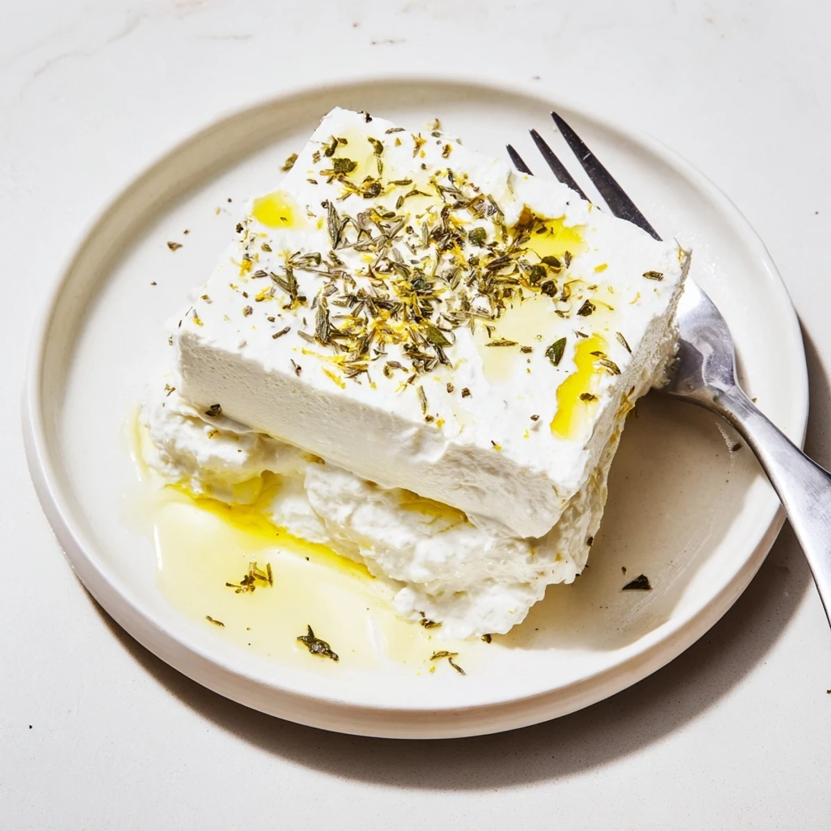 Creamy, whipped feta with Greek seasoning: a vibrant appetizer ready to scoop with pita chips.