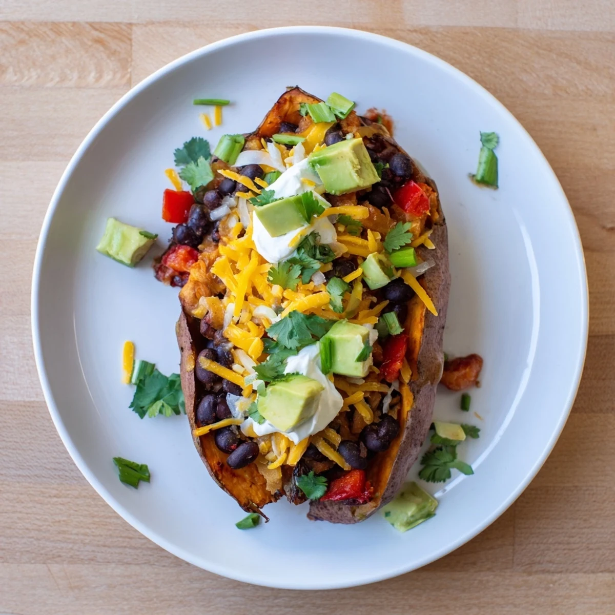 Golden-baked sweet potatoes, brimming with flavorful chili, make delightful Savory Baked Sweet Potato Chili Boats.