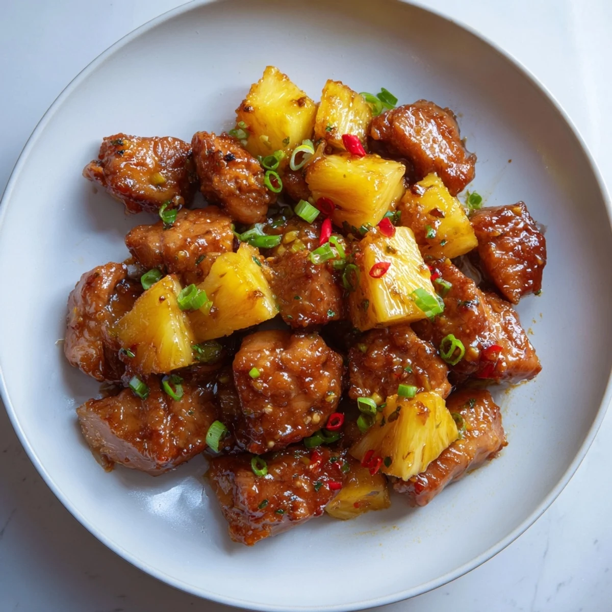 Tender, caramelized Brown Sugar Pineapple Chicken with glistening pineapple pieces, perfect for a weeknight dinner.
