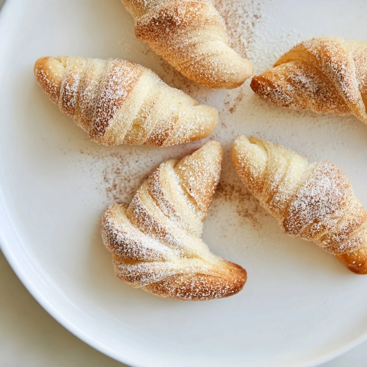 Freshly baked Quick Christmas Cookie Croissants with a delicate, flaky texture, perfect for sharing.