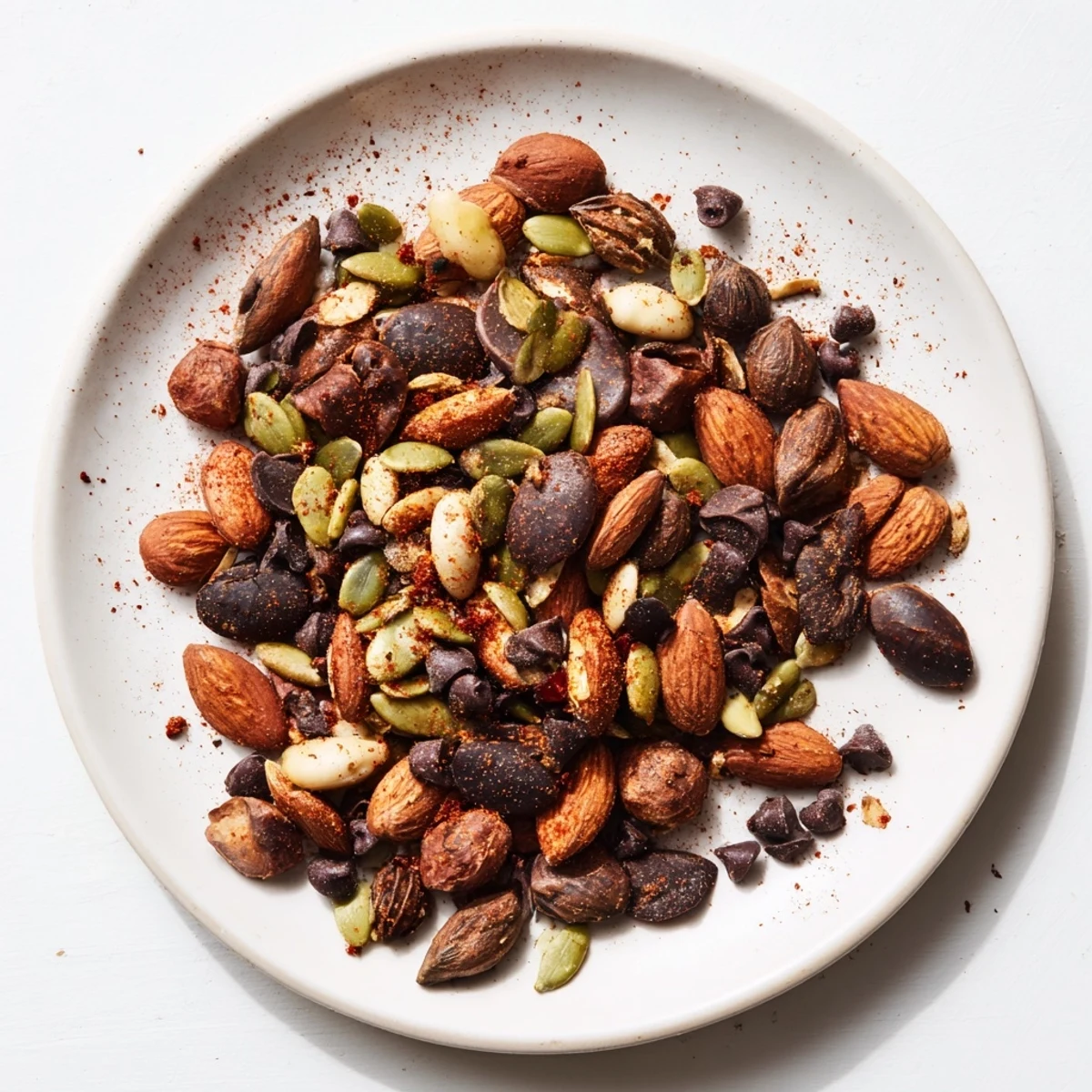 Enjoy the autumn flavors: freshly made Acorn & Oak Snack Mix, a perfect vegetarian treat.