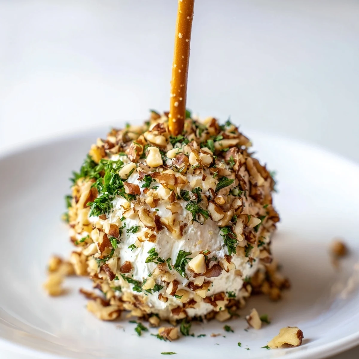 Champagne Cork Cheese Balls, beautifully coated in nuts, offer a creamy, savory bite, ready to serve cold.