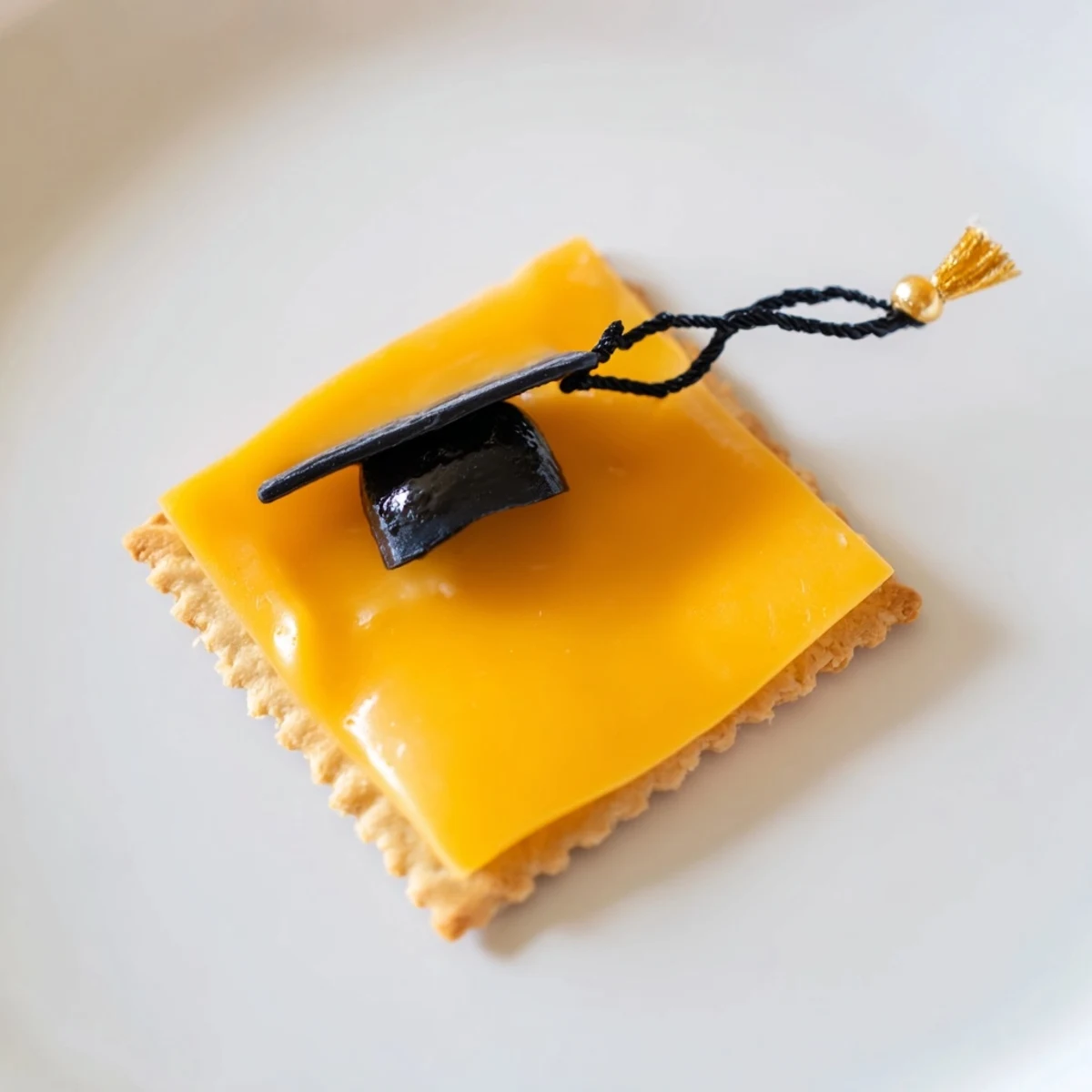 Delectable Graduation Cap Snacks ready for your party, featuring cheese caps and licorice tassels.