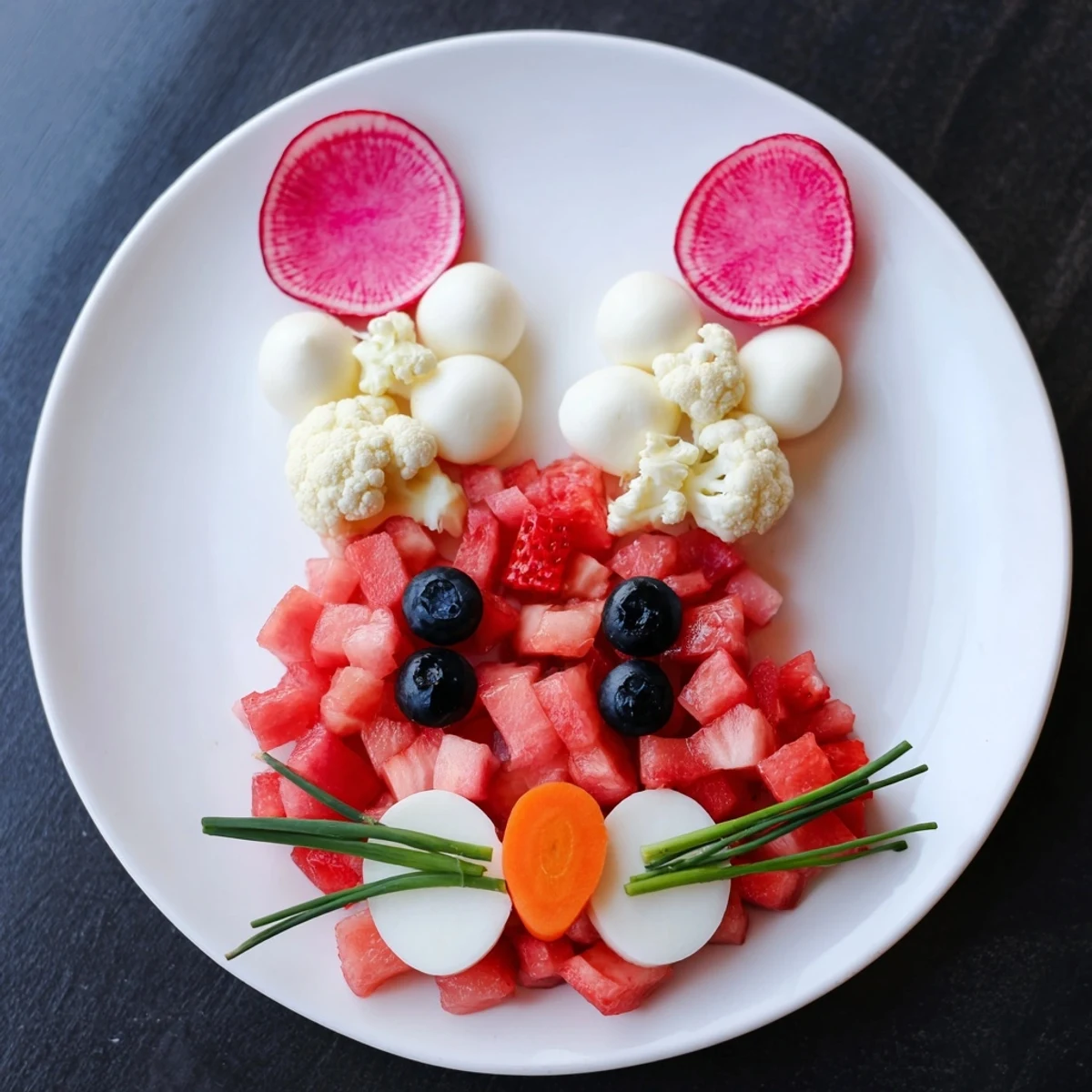 This Bunny Silhouette recipe features creative, colorful ingredients for a charming holiday platter.