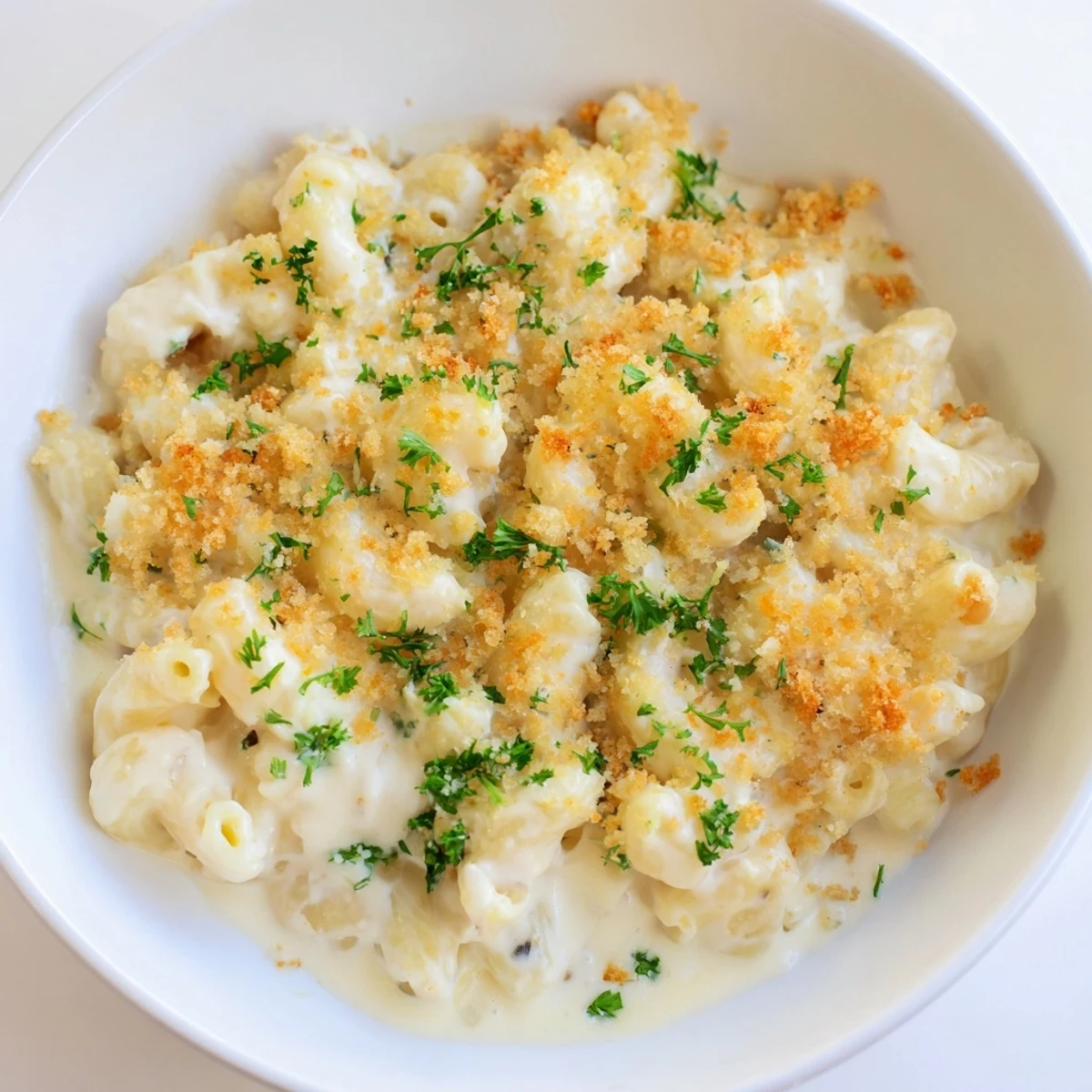 Warm Cottage Cheese Mac and Cheese, bubbling with melted cheddar, ready for a satisfying, cheesy dinner.