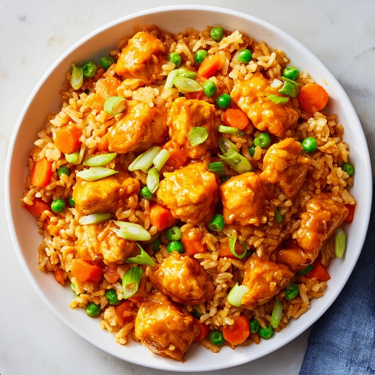 Butter Chicken Fried Rice, a flavorful dish with tender chicken, fluffy rice, and vibrant veggies.