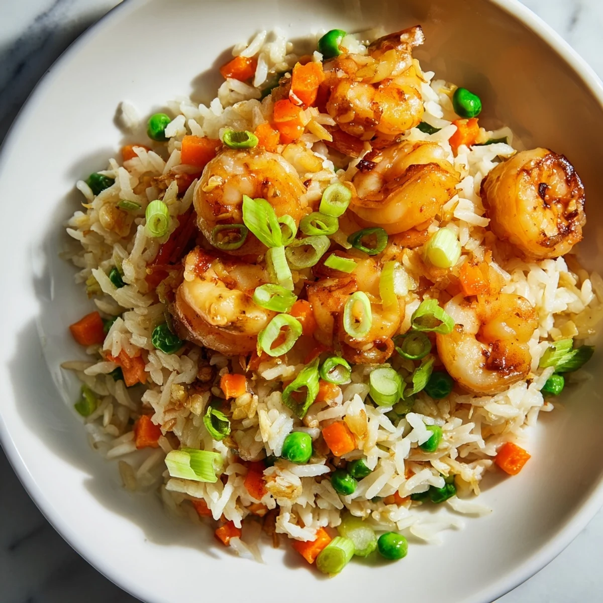 Sizzling Shrimp Garlic Fried Rice, perfectly cooked with fluffy rice and savory soy sauce aroma.