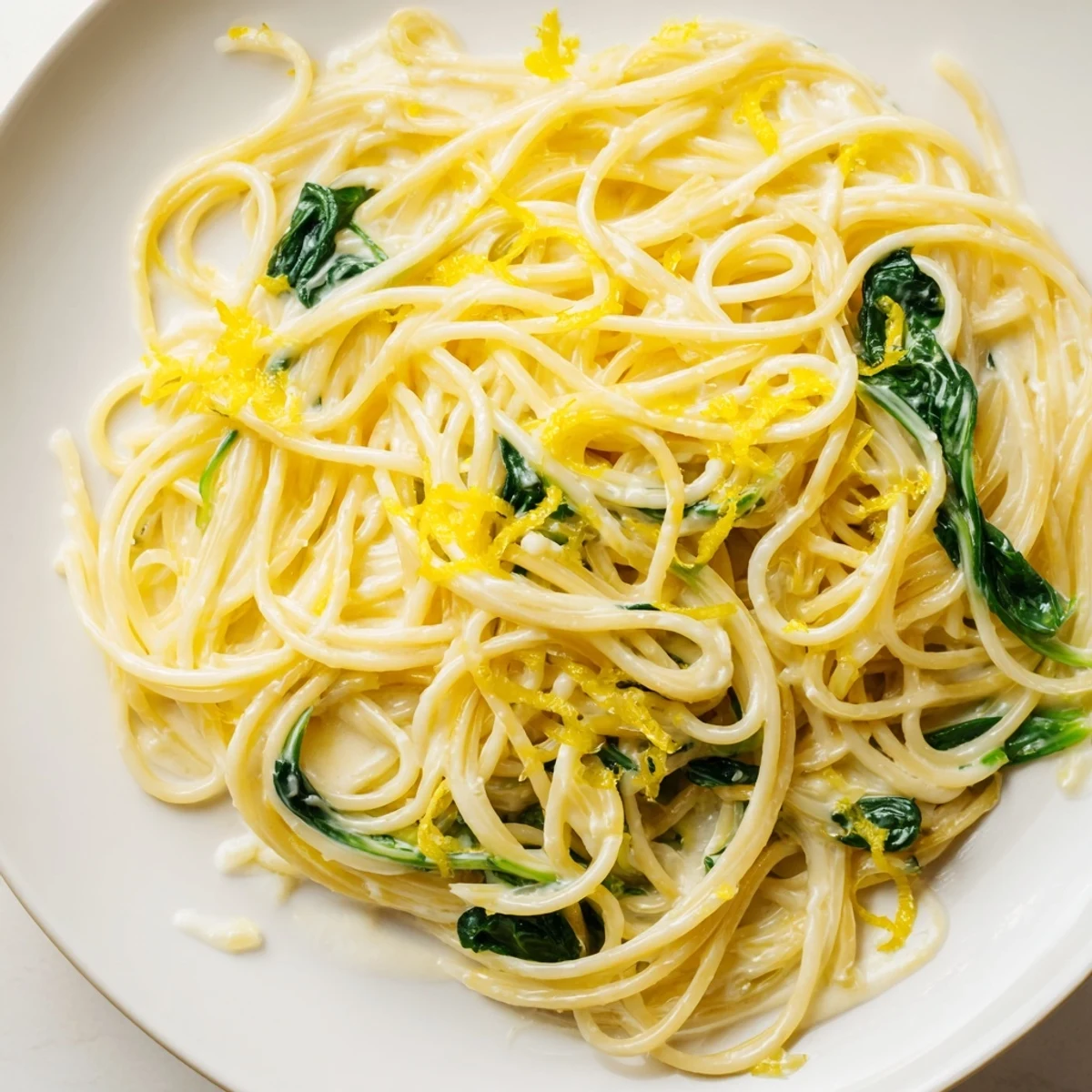 Creamy Lemon Spinach Spaghetti