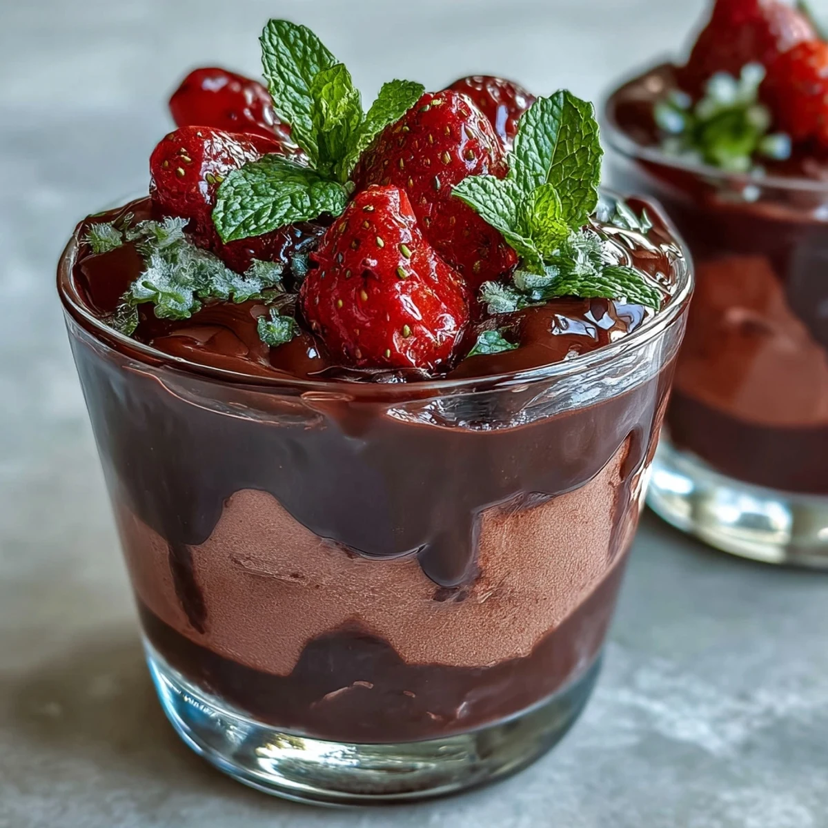 Spoon into this airy Chocolate-Covered Strawberry Mousse featuring silky chocolate over sweet strawberry flavor.
