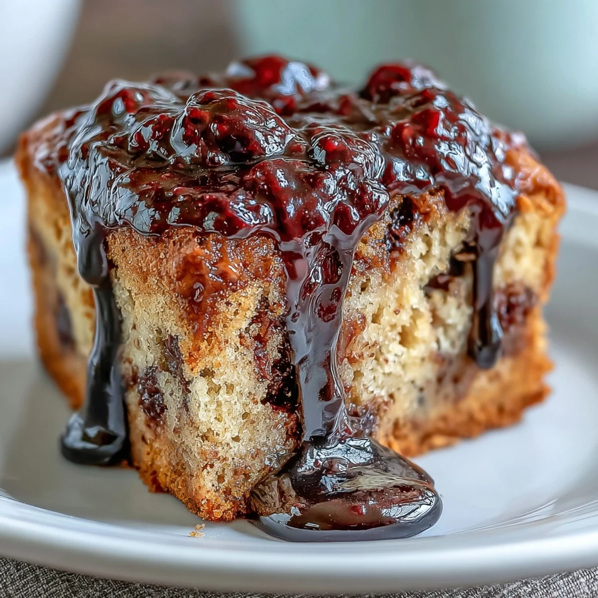 PB and J Cake Black Currant Sauce