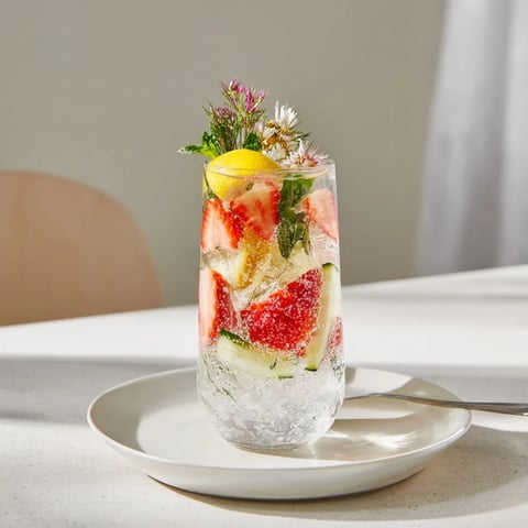 Refreshing water-based mocktails infused with fresh fruit and aromatic herbs.  