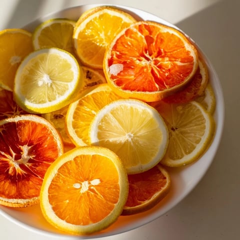 Vibrant citrus slices, the perfect mocktail garnishes, offering bright colors and a zesty aroma.