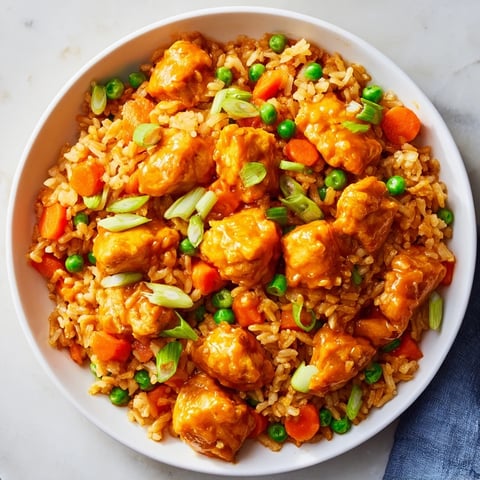 Butter Chicken Fried Rice, a flavorful dish with tender chicken, fluffy rice, and vibrant veggies.