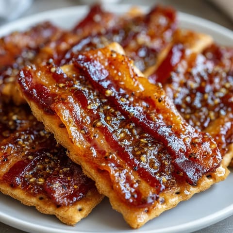 Salty, sweet, smoky Maple Candied Bacon Crackers, fresh from the oven and cooling.