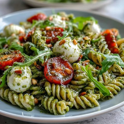 Summer Pasta Pesto Tomatoes Mozzarella