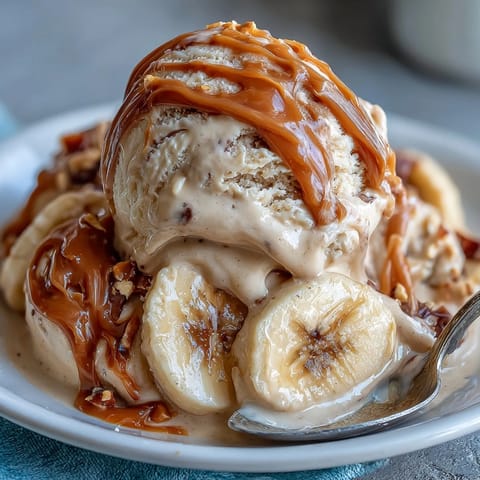 Creamy 4-Ingredient Peanut Butter Banana Ice Cream, a healthy frozen treat.