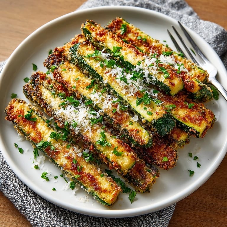 Homemade Crispy Parmesan Zucchini Fries: perfectly seasoned, baked until tender and slightly cheesy.