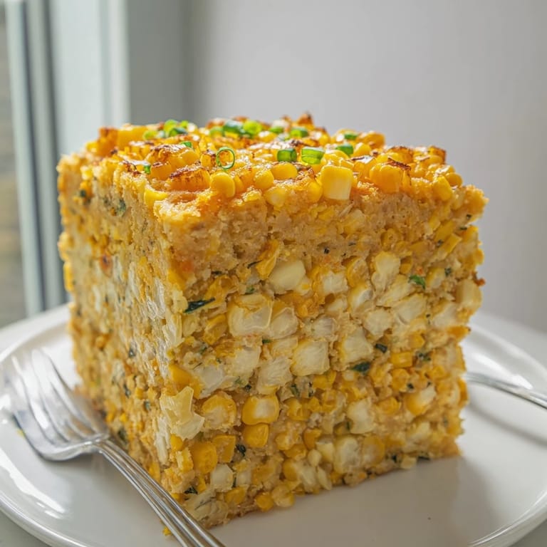 Delicious Cheddar Corn Chaos Cake bursting with corn and spices, perfect for brunch.
