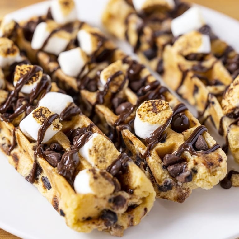 Delicious s’mores biscotti waffle sticks served warm with hot chocolate for dipping.  