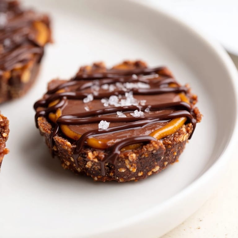 Tempting pumpkin chocolate pretzel tartlets that offer a delightful sweet-salty flavor experience.
