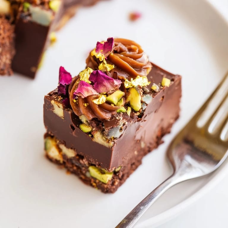 Indulge in rich chocolate bar inspired creations, layered with toasted coconut and rose petals.  