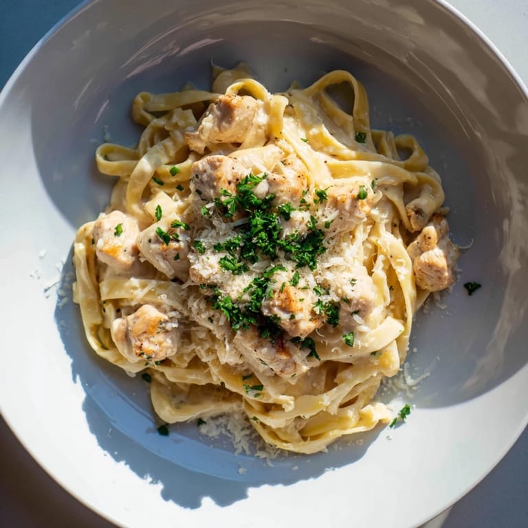 Delicious Cowboy Butter Chicken Pasta: A comforting dinner featuring fettuccine and a flavorful, zesty sauce.