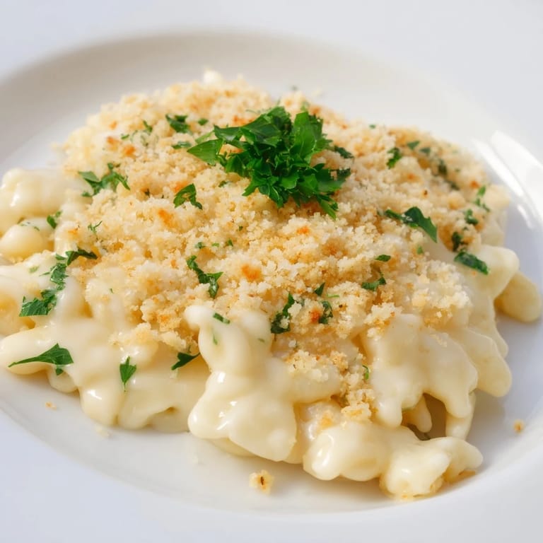 A comforting close-up of the gooey cheese pulling from a serving of Snowflake Pasta Bake.