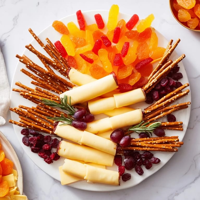 A cozy and inviting Flickering Fire Log Snack Board, perfect for a festive gathering tonight.