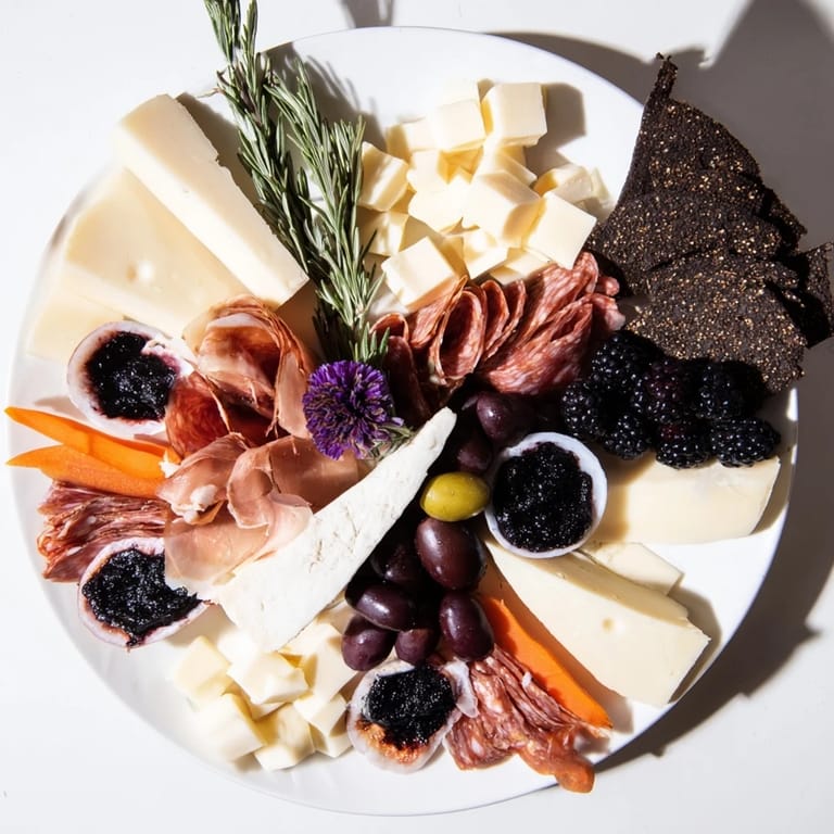 A spooky The Ghostly Outline Halloween Charcuterie Board featuring cheese, crackers, and olives creates a ghostly shape.