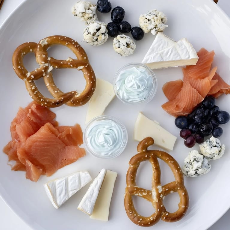The Anchor Maritime Board: a coastal-inspired charcuterie arrangement with salty pretzels forming an anchor shape.
