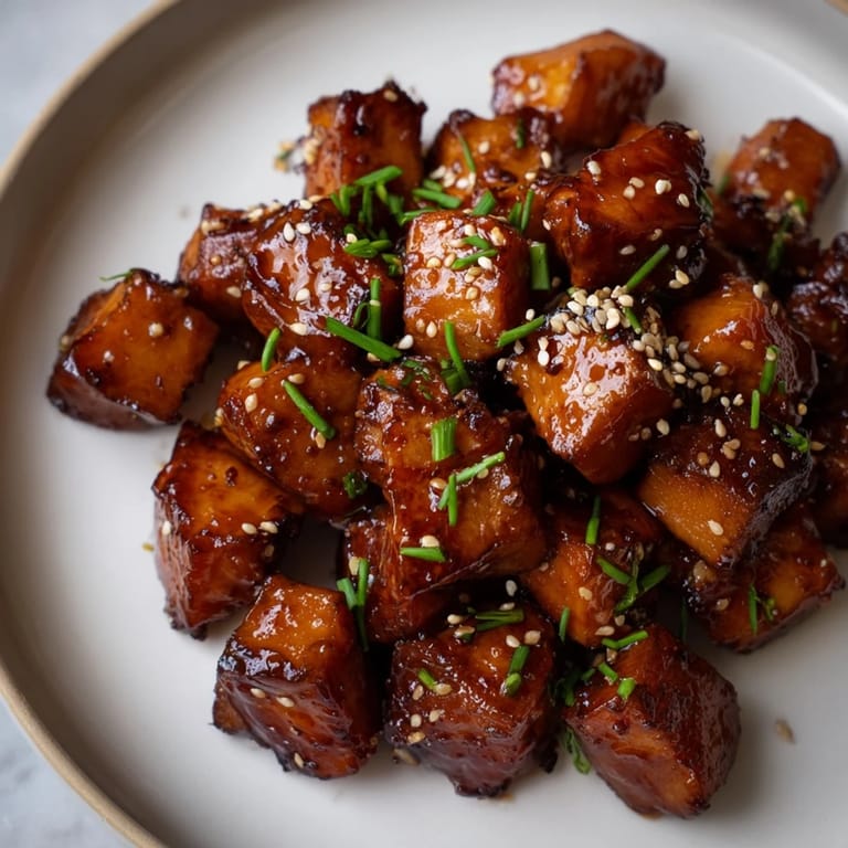 Imagine juicy Air Fryer Turkey/Chicken Bites, garnished with sesame seeds and chives, a flavorful weeknight meal.