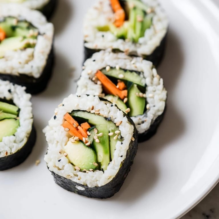 Vibrant avocado cucumber sushi, showcasing the creamy avocado and crispy cucumber atop sushi rice.