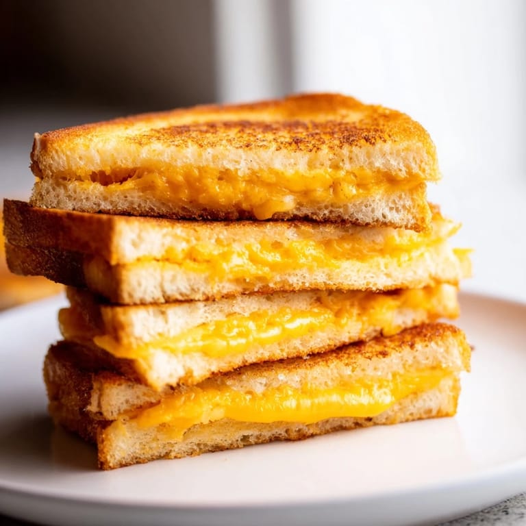 A close-up of a warm, golden-brown air fryer grilled cheese, ideal for a quick American lunch.