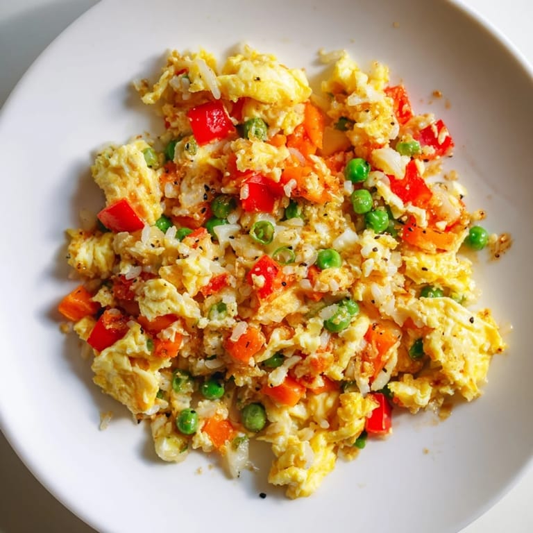 Savory Egg Fried Rice, a quick and easy stir-fry, showcases perfectly scrambled eggs and vegetables.