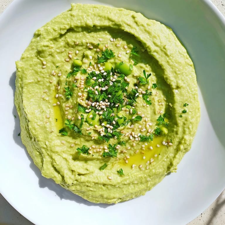 Freshly made Edamame Hummus, perfect for dipping, accompanied by colorful raw vegetables ready to enjoy.