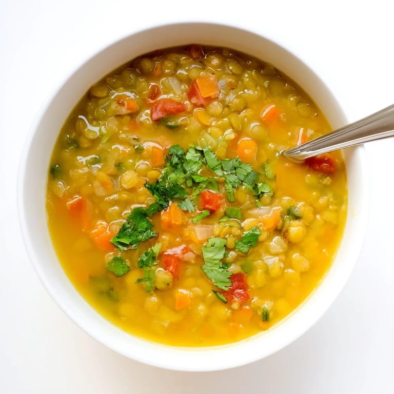 Vegan mung bean soup in a rustic bowl, featuring tender beans and vibrant diced carrots.