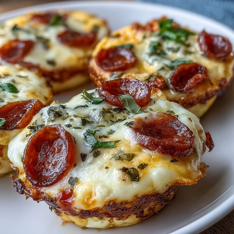 Plated High-Protein Pepperoni Breakfast Cups with a small bowl of pizza sauce for dipping, perfect for an easy on-the-go breakfast.