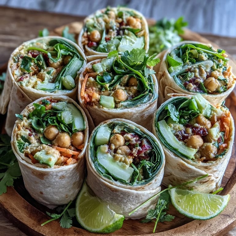 Served Vegan Coconut Curry Chickpea Salad Wraps on a plate with lime wedges and fresh herbs for a zesty touch.