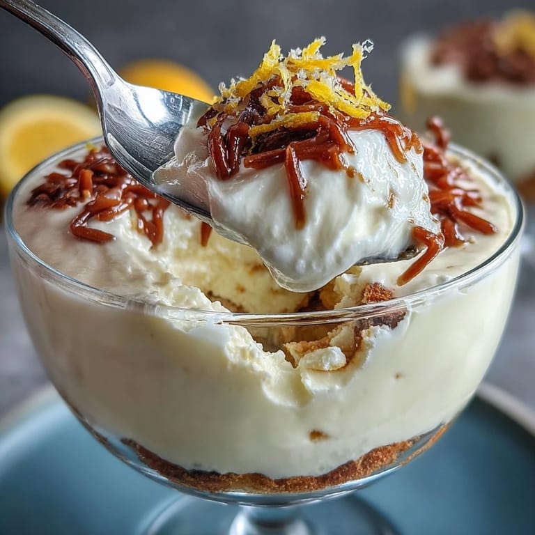 Bright and refreshing homemade limoncello tiramisu cups, featuring delicate ladyfingers soaked in citrus liqueur and smooth mascarpone cream.